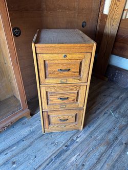 Antique Oak 3-Drawer Filing Cabinet