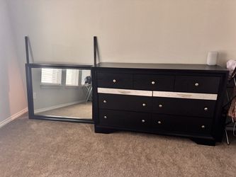 Black Bedroom Dresser+Large Mirror