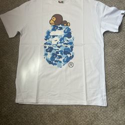Bape blue camo t shirt size L