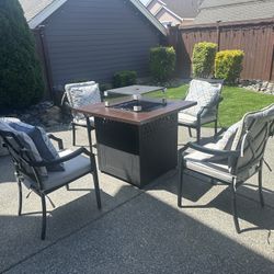 Outdoor Fire Table And Patio Set
