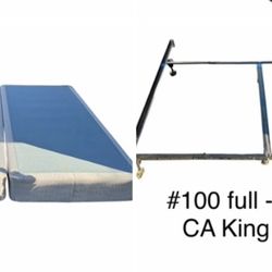 2 XL 8 1/2” twin for King box spring (76” x 80”) $35 ea, metal bed frame $35 
