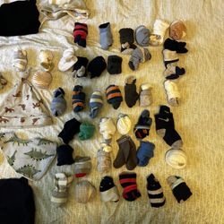 Baby Boy Sock Hat Mitt Lot