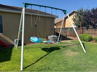 Large, heavy duty, metal swingset