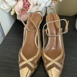 Brand New ASOS DESIGN Heels ✨ ASOS DESIGN Panama mesh detail high-heeled shoes in rose gold