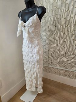 White Textured Maxi Dress Spaghetti Straps