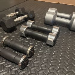 Set of Dumbbelles : 10s, 8s, 5s and 3 pounders. Brute Wight: 52#