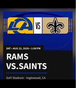 Rams vs Saints Saturday 8/22/26 @ 1pm