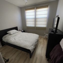 Full Bedroom Set – IKEA MALM Bed, Dresser, Nightstand, Mattress + Towel Ladder