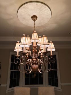 Traditional Multi-Arm Chandelier with Fabric Shades