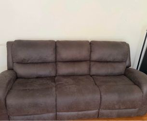 3-Seat Recliner Sofa Gray Microfiber