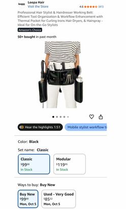 Loom Black Leather Hairstylist Tool Belt
