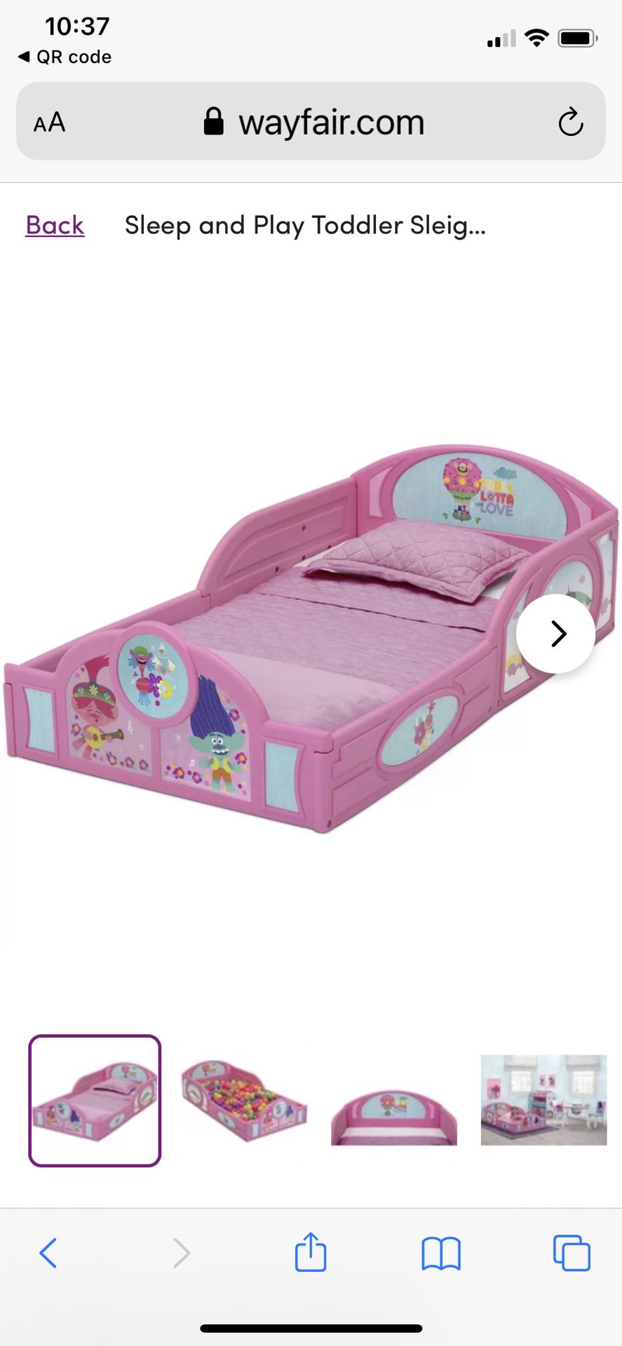 TODDLERS TROLLS BED NEW