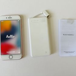 Apple iPhones 7 (Verizon) Pink with a Screen Protector and a Portable Charger