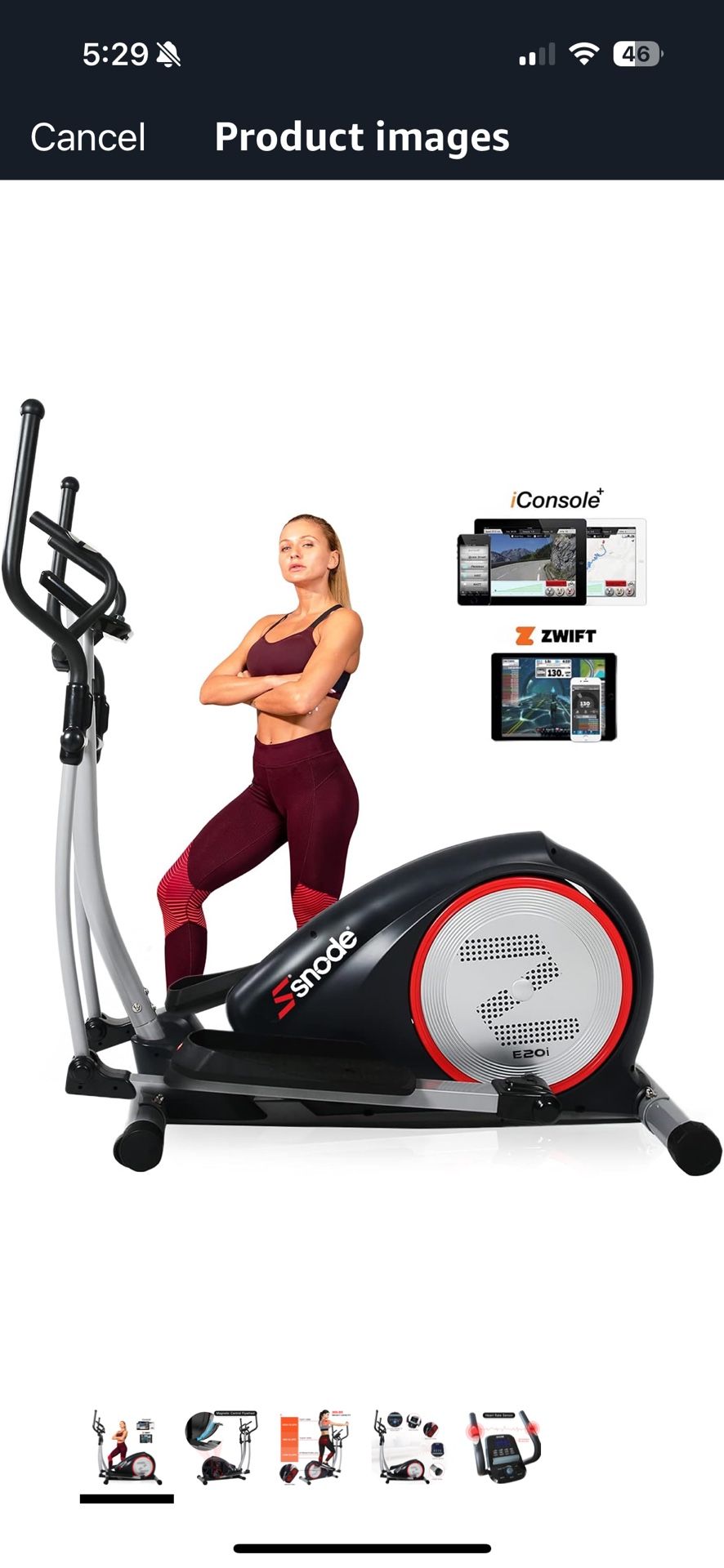 snode Magnetic Elliptical Trainer Exercise Machine with Bluetooth App Tracking Option Heavy Duty Cross Crank Driven and Programmable Monitor for Home