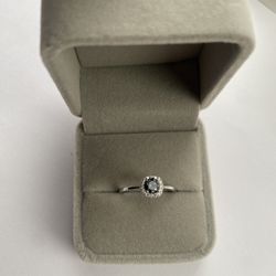 Gray Halo Ring 0.50 Carat