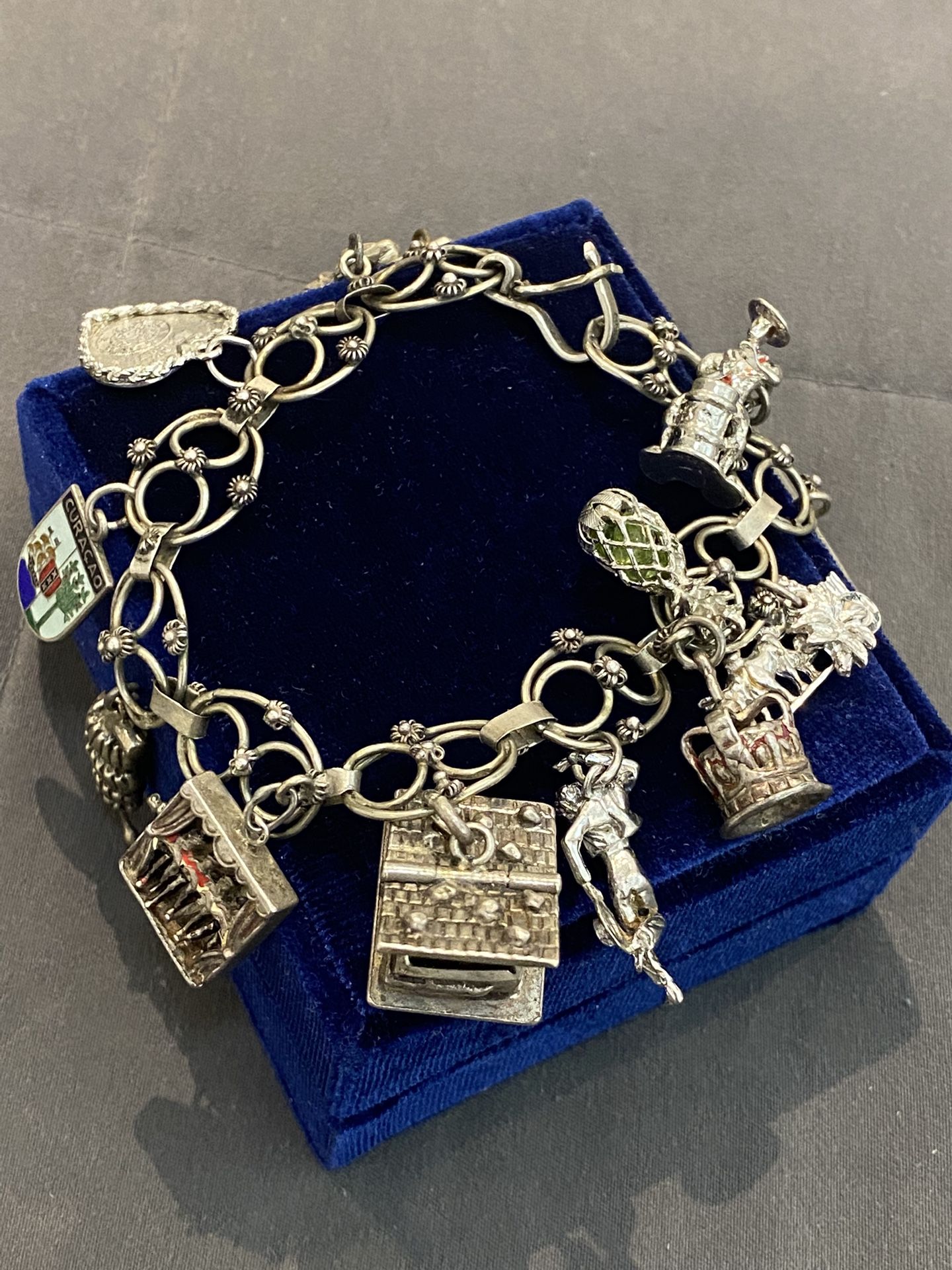 800 SILVER ETRUSCAN CHARM BRACELET
