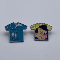 Disney Trading Pin T- Shirt Pinocchio Genie 2011 Hidden Mickey Series bundle 