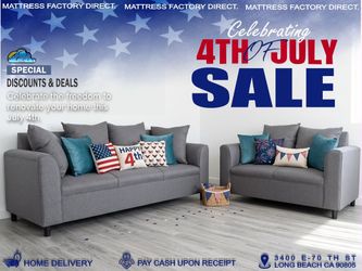 Living Room Sofa Set Gray 3 Seater & 2 Seater Bundle Couches