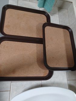 Three 16x20 Plastic Cork Serving Trays
