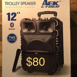 12” Aek Bluetooth trolley speaker With Microphone & LED Display Ligths 🔊🎤🎶🎶   New!