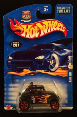Hot Wheels Baja Bug 2002 35th Anniversary Card • Metal Collection #207 Black Red Flames Red 5SP’s