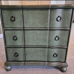 Pottery Barn Distressed Green 3-Drawer Chests - Set Of 2 - Solid Wood