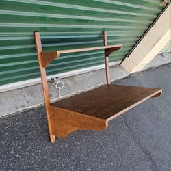 Vintage 1960s Mid Century Wall Unit Wall Mounted Desk & Shelf Bookcase Scandinavian Danish Retro