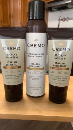Cremo Deodorizing Body Spray & 2 Cremo Italian Bergamot Body Wash.
