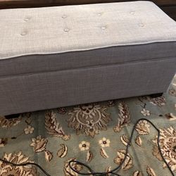 Light blue gray storage ottoman in almost brand new condition