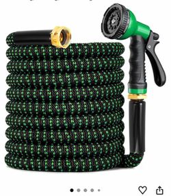 100 ft Expandable Garden Hose, 2026 New No Kink Retractable Water Hose 100ft, 10 Function Nozzle, Solid Metal Fittings, Durable Latex Core, Lightweigh