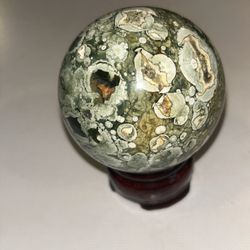 Rainforest Jasper Sphere! High Quality! Little Druzy’s 😍 280G!!!