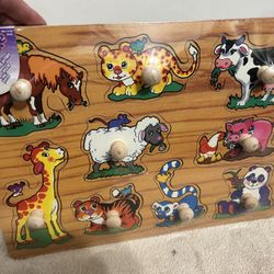 9 Piece Large Knob Wooden Puzzle (New)