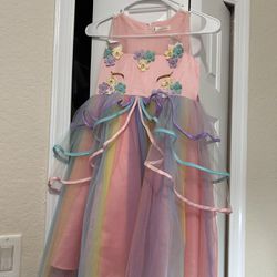 Unicorn Dress 7-8 Size 