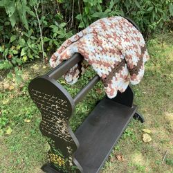 Decorative Blanket/Quilt Rack w/ bottom shelf - $25 (blanket is $4.00)
