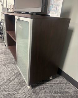 Commercial grade office furniture solid wood confrence table / matching credenza