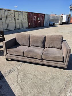Gray Velvet 3-Seat Sofa with Nailhead Trim
