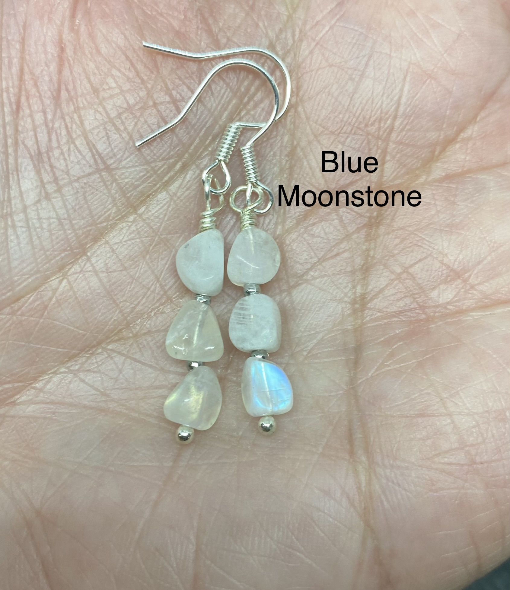 Blue Moonstone Genuine Stone Handmade Earrings