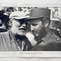 Vintage Ernest Hemingway & Fidel Castro Cuban Poster