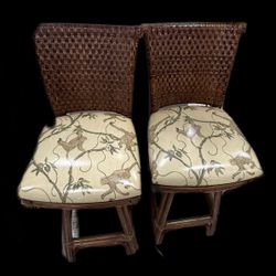 Antique Wicker high chairs in Natural finish seats are monkey theme