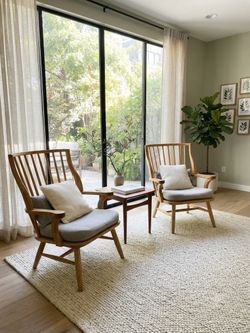 Mid-Century Modern Style Wooden Spindle Armchairs (Set of 2)
