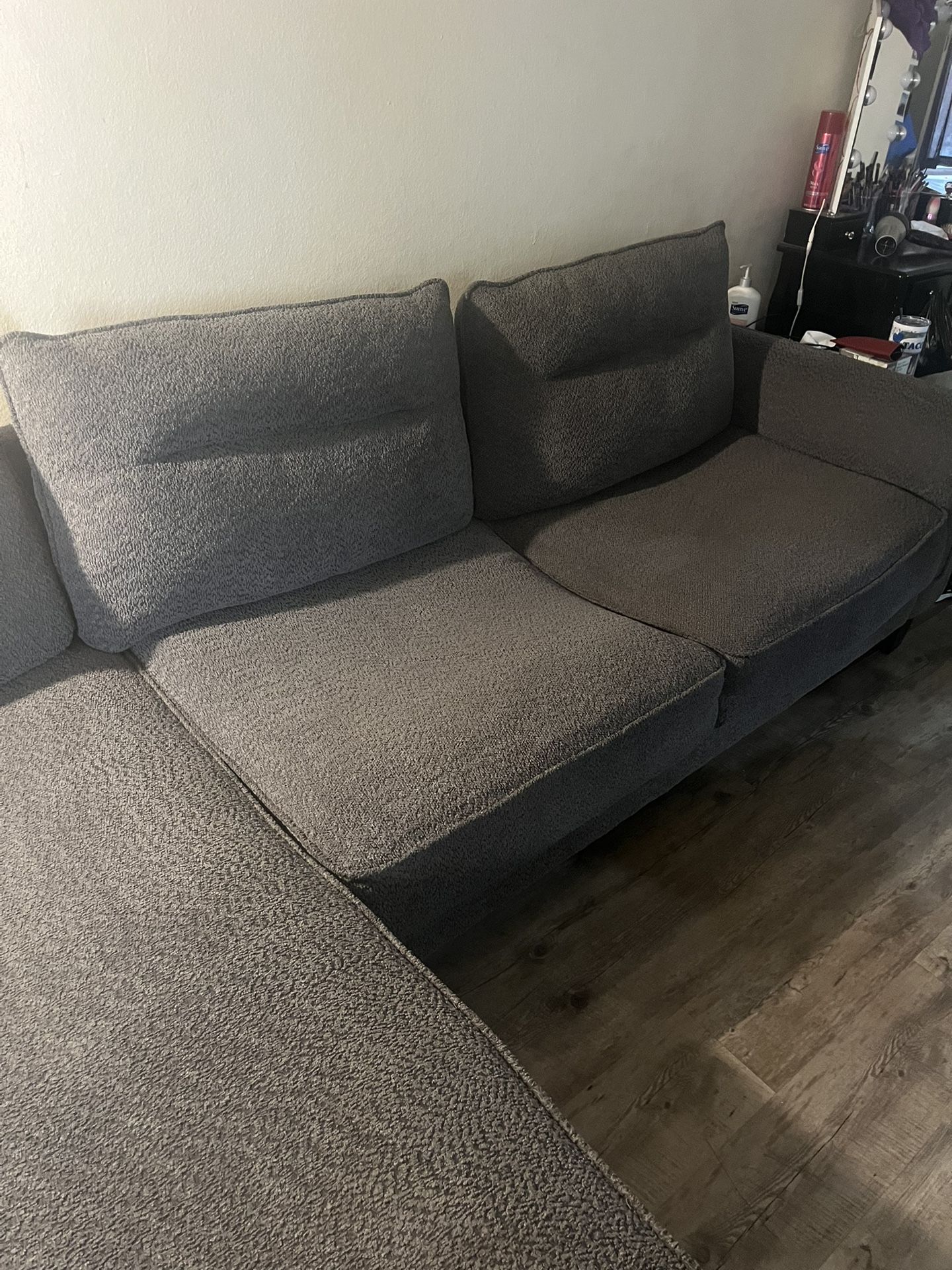 Grey Couch And Ottoman
