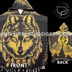 Gaban con Gorro (Jorongo o Sarape) One Size Fit Plus Super Cozy Mexican Poncho Gaban with Hoodie Cowboy Cape