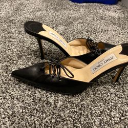 JIMMY CHOO Leather pointed toe mules