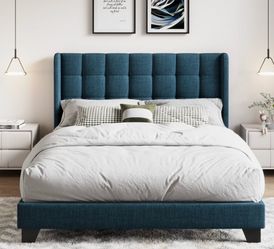 Queen size bedframe with wingback headboard
