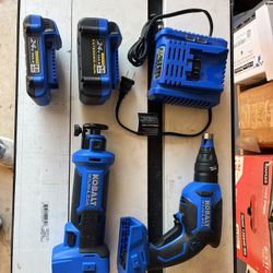 Kobalt 24v Drywall Screw Gun, Rotary Tool, 2 Batteries with Charger 