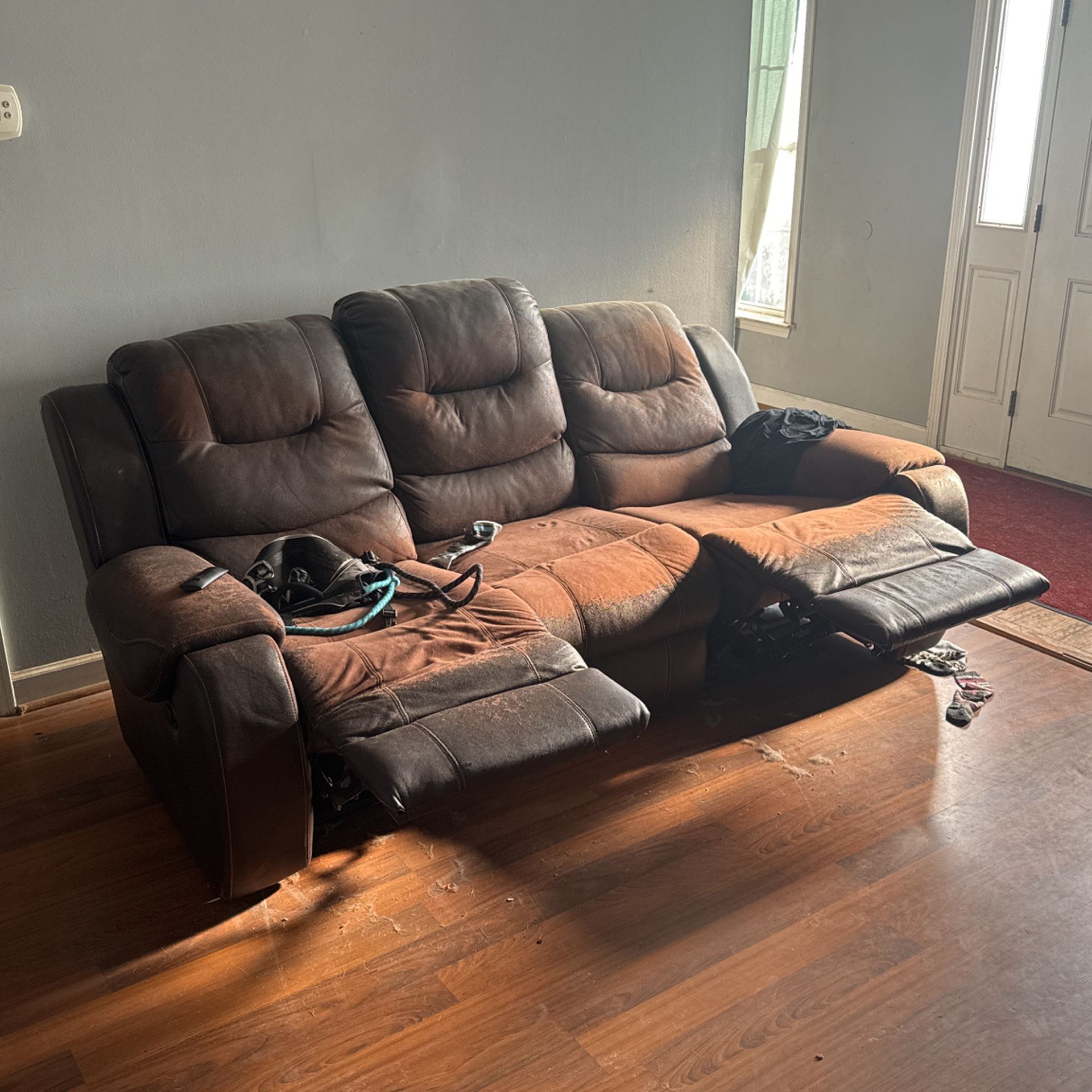 Reclining Brown Leather Couch