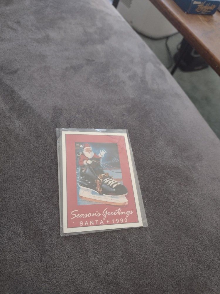 Football 1990 Proset Santa Claus Season Greeting Card.  Cash Porch Pickup Redmond 