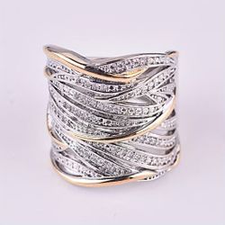 Glamourous Silver Gold Tone Ring
