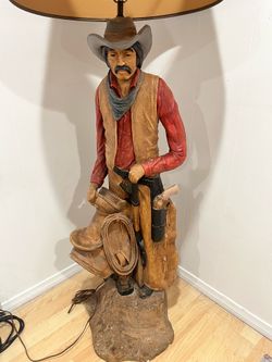 Vintage Apsit Bros Chalkware Cowboy Floor lamp