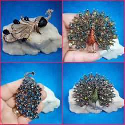 Set of 4 peacock brooches brand new